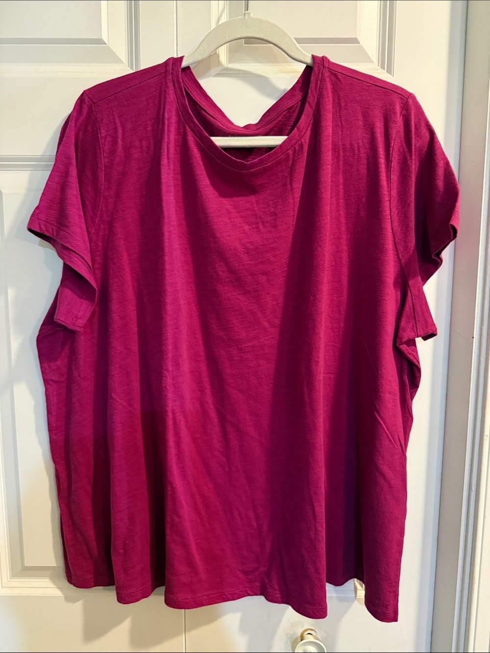 Eileen Fisher Short Sleeve Knit Tee in Magenta